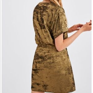 zara shiny wrap dress